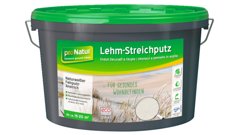 proNatur Lehm-Streichputz, naturweiß, Eimer für 15–20 m².
